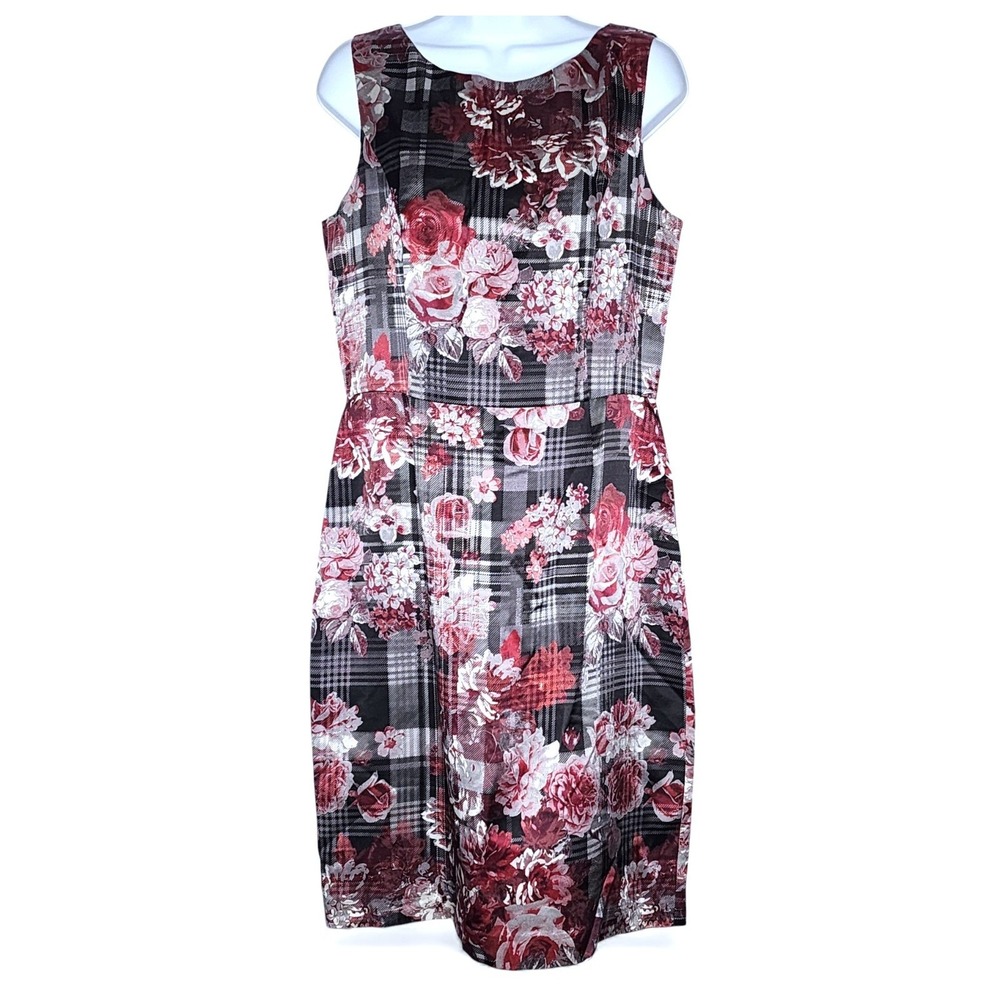 Brooks Brothers Womens Floral Plaid Silk Blend Sheath Dress Sz. 10